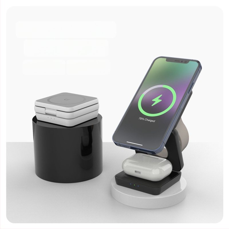 Trostruki sklopivi bežični punjač s magnetskim PD brzim punjenjem za Apple i Huawei – 15W izlaz
