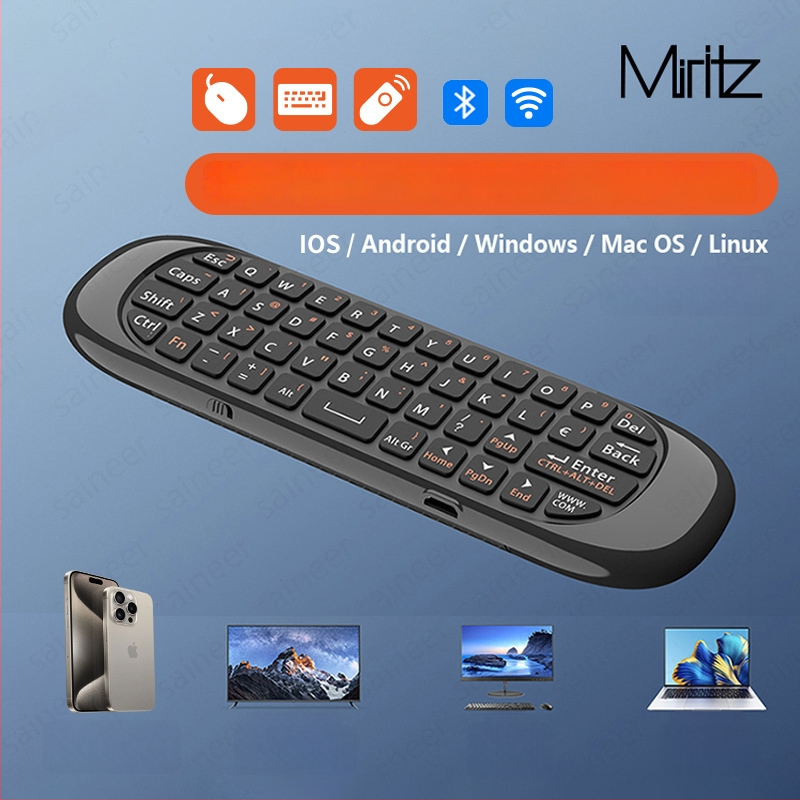 Bezvadu tastatūra ar Air Mouse un tālvadības pulti – Dubultā režīms (Bluetooth un 2.4G), USB interfeiss, darbības attālums 10 m, 1000dpi, balss vadība