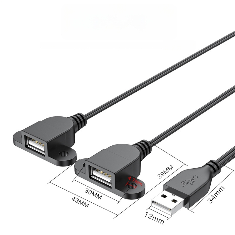 Kabel USB od čistog bakra, podjela 1 na 2, 1 muški i 2 ženska USB priključka, trostrani adapter/produžni kabel, duljine 1,5 m, 2 m, 0,3 m