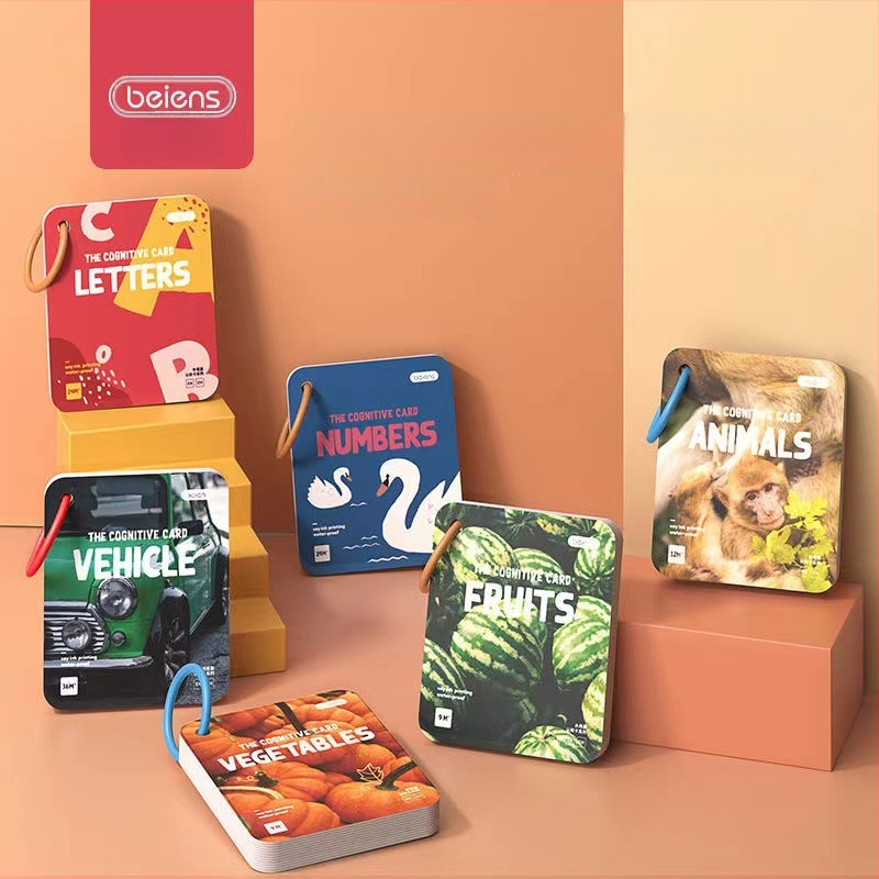 Beiens akių vystymosi kortelės kūdikiams ankstyvajai edukacijai (0–3 m.); medžiaga: popierius; įpakavimas: dėžutė; prekės ženklas: Beiens.