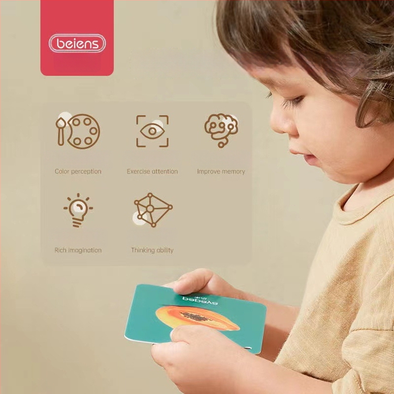 Beiens akių vystymosi kortelės kūdikiams ankstyvajai edukacijai (0–3 m.); medžiaga: popierius; įpakavimas: dėžutė; prekės ženklas: Beiens.