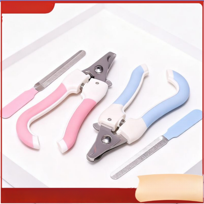 Kaķiem un suņiem paredzēts mājdzīvnieku nagu griešanas komplekts ar izliektu rokturi, ērtu satvaku, nerūsējošu tēraudu, model jd011, iekļauts nagu failu komplekts