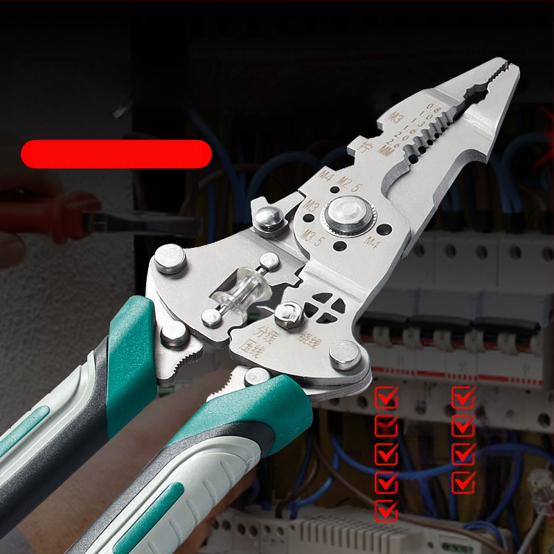 Elektrikas meistrui: daugiafunkcinis nerūdijančio plieno laidų odėkliai – odėkavimas, pjovimas, prispaudimas; sulankstomas dizainas; svoris 0,21 kg