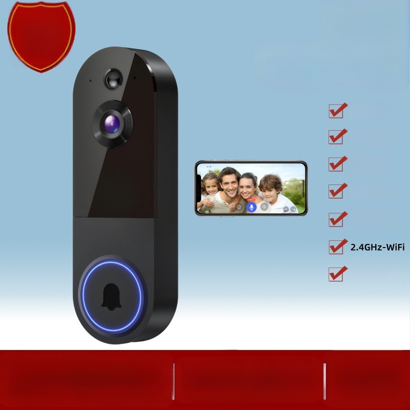 Nähtav uksekell kaameraga kodu jälgimiseks — juhtmevaba, reaalajas, öövaade; 18650 aku, 3,7 V, mudel 90129-1, Ringtone: Ding Dong