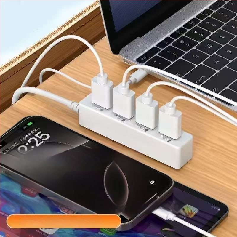 Daugiaportinė USB dokavimo stotis nešiojamiesiems kompiuteriams ir planšetėms, 4-in-1 išmanus įkroviklis, Counting the world