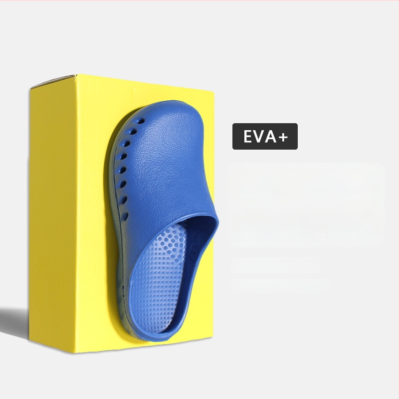 Operacinės salės šlepetės su EVA viršutine dalimi, EVA viduje, gumine neslydinti pada, pada technologija: injekcinis formavimas