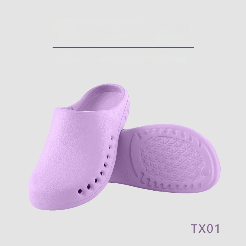 Operacinės salės šlepetės su EVA viršutine dalimi, EVA viduje, gumine neslydinti pada, pada technologija: injekcinis formavimas