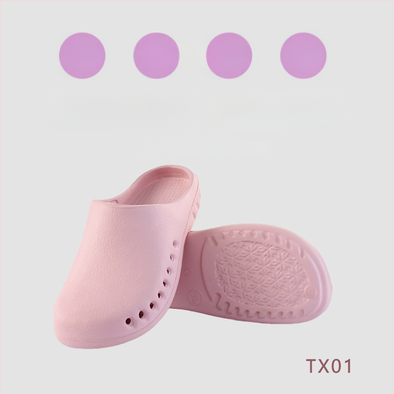 Operacinės salės šlepetės su EVA viršutine dalimi, EVA viduje, gumine neslydinti pada, pada technologija: injekcinis formavimas