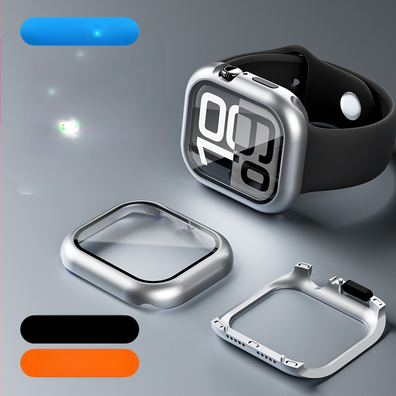 ELEMENTBOX Magnetinė apsauginė dėžutė Apple Watch S10 su integruotu grūdintu stiklu, metalinis rėmas