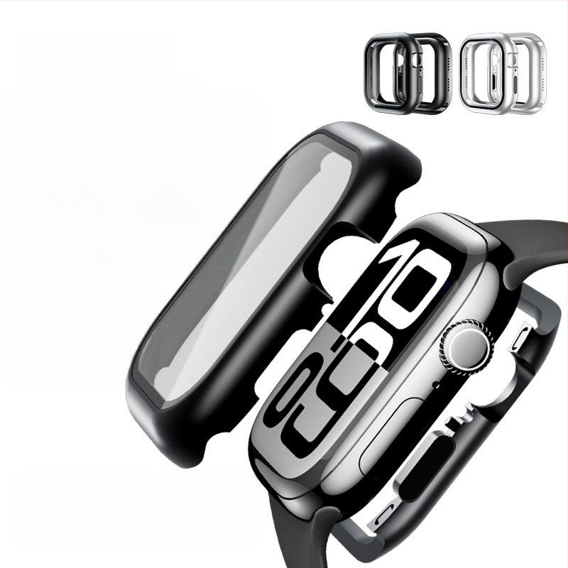 ELEMENTBOX Magnetinė apsauginė dėžutė Apple Watch S10 su integruotu grūdintu stiklu, metalinis rėmas