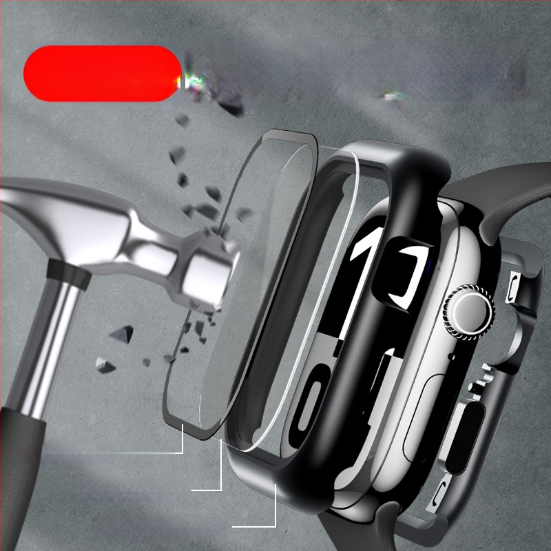 ELEMENTBOX Magnetinė apsauginė dėžutė Apple Watch S10 su integruotu grūdintu stiklu, metalinis rėmas