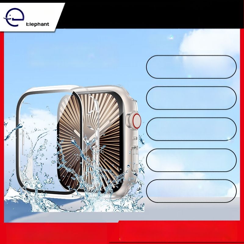 Apple Watch Series 11 Apsauginis dėklas – atsparus vandeniui, integruota pilna danga su plėvele, PC+ stiklas, 9H