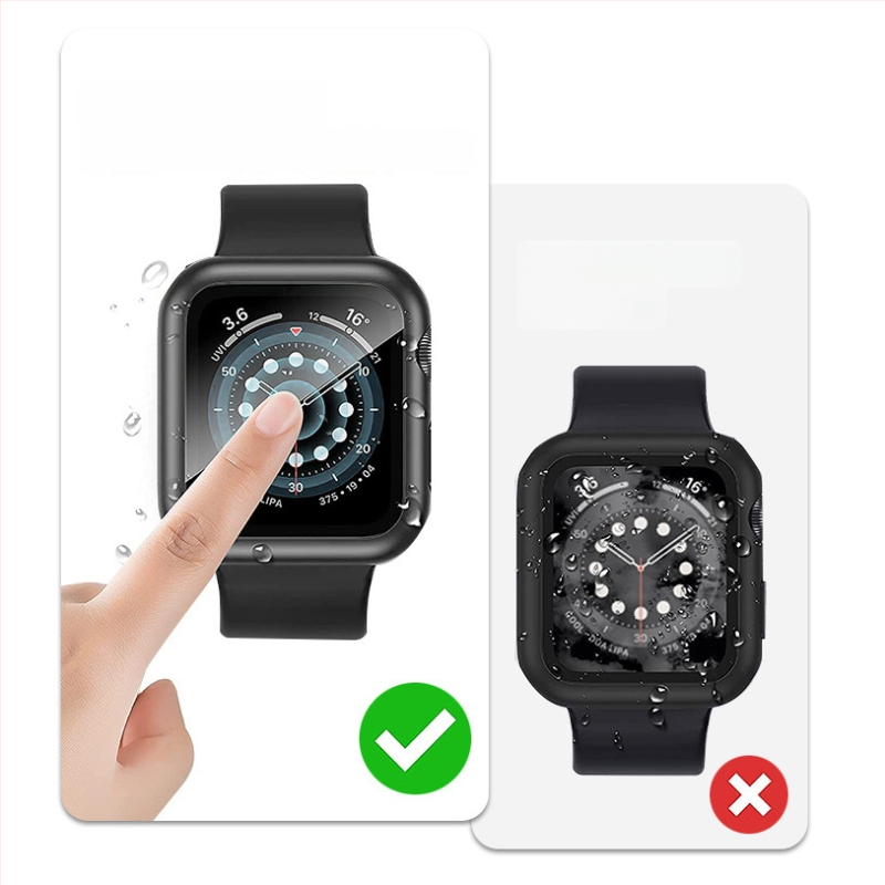 Apple Watch Series 11 Apsauginis dėklas – atsparus vandeniui, integruota pilna danga su plėvele, PC+ stiklas, 9H