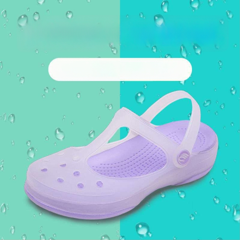 Moteriški Mary Jane želė sandalai su stora EVA padu, prieš slydimą, vidutinio aukščio viršus, apvali nosis