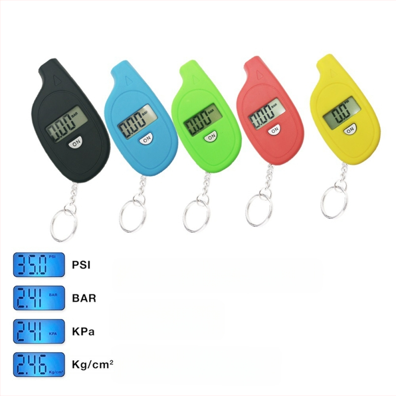 Raktų pakabukas su skaitmeniniu padangos slėgio matuokliu, elektroninis manometras HB-112, diapazonas 0-150, skaitmeninis ekranas, didelis tikslumas