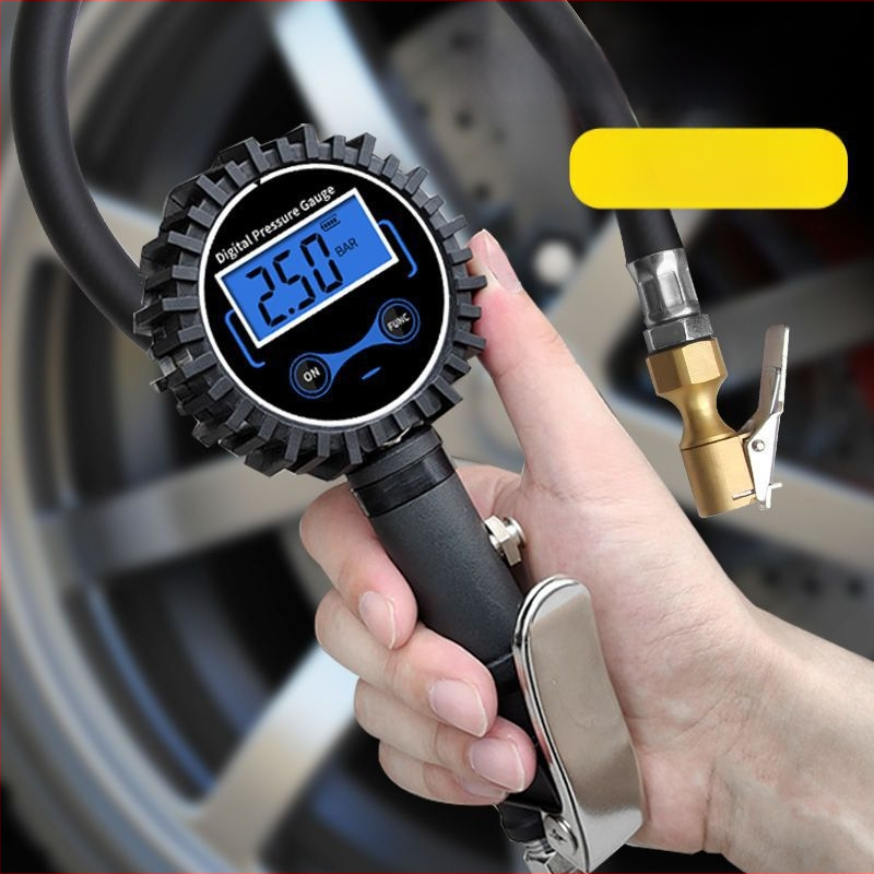 Augstas precizitātes digitālais riepu spiediena mērītājs ar uzpildes pistoli un LCD displeju