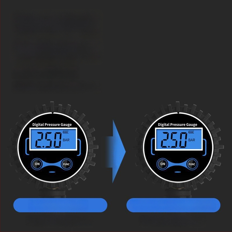 Augstas precizitātes digitālais riepu spiediena mērītājs ar uzpildes pistoli un LCD displeju