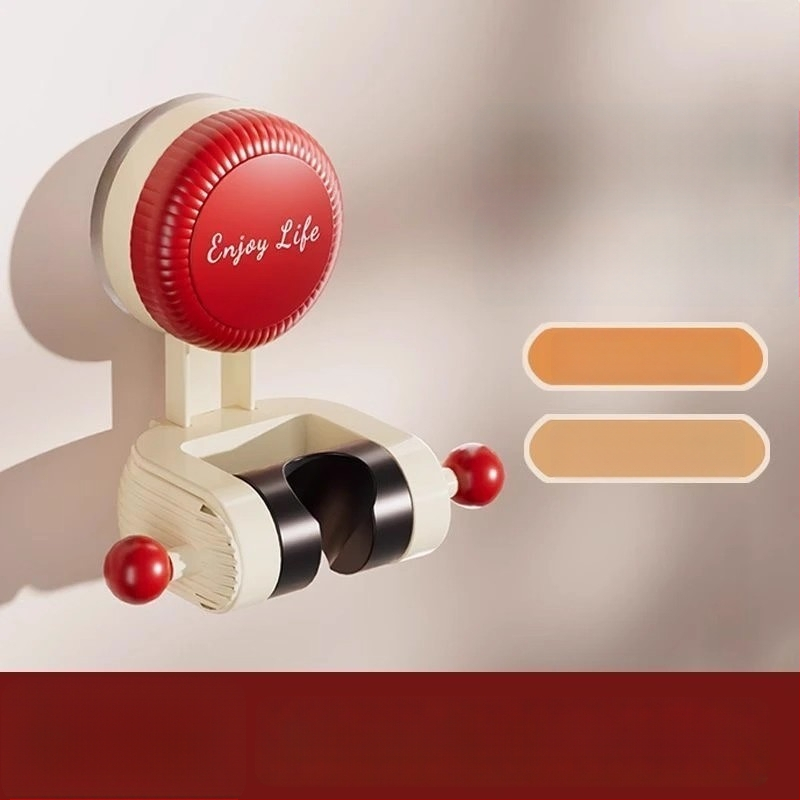 Dušo laikiklis su judančia siurbimo kilpa, be gręžimo, ABS dušo galvutės pagrindas, vonios lentyna