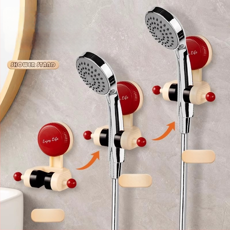 Dušo laikiklis su judančia siurbimo kilpa, be gręžimo, ABS dušo galvutės pagrindas, vonios lentyna