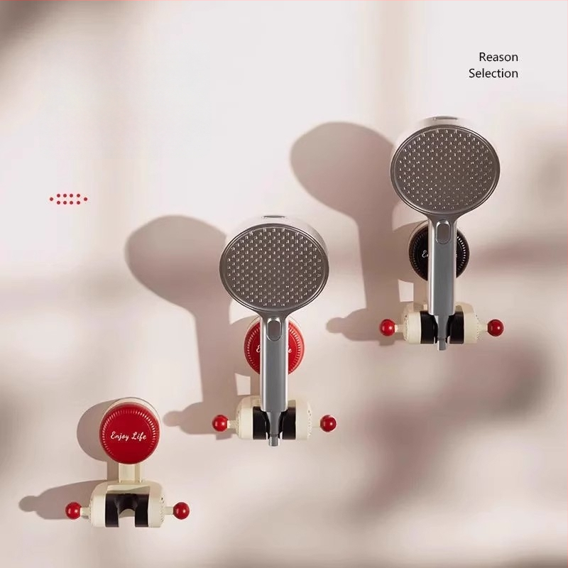 Dušo laikiklis su judančia siurbimo kilpa, be gręžimo, ABS dušo galvutės pagrindas, vonios lentyna