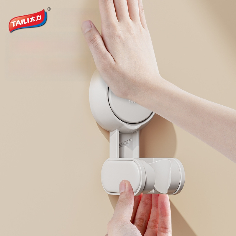 Sieninis dušo laikiklis su siurbimo kilpa, plastmasinis, judantis, nereikalauja gręžimo, be klijų.