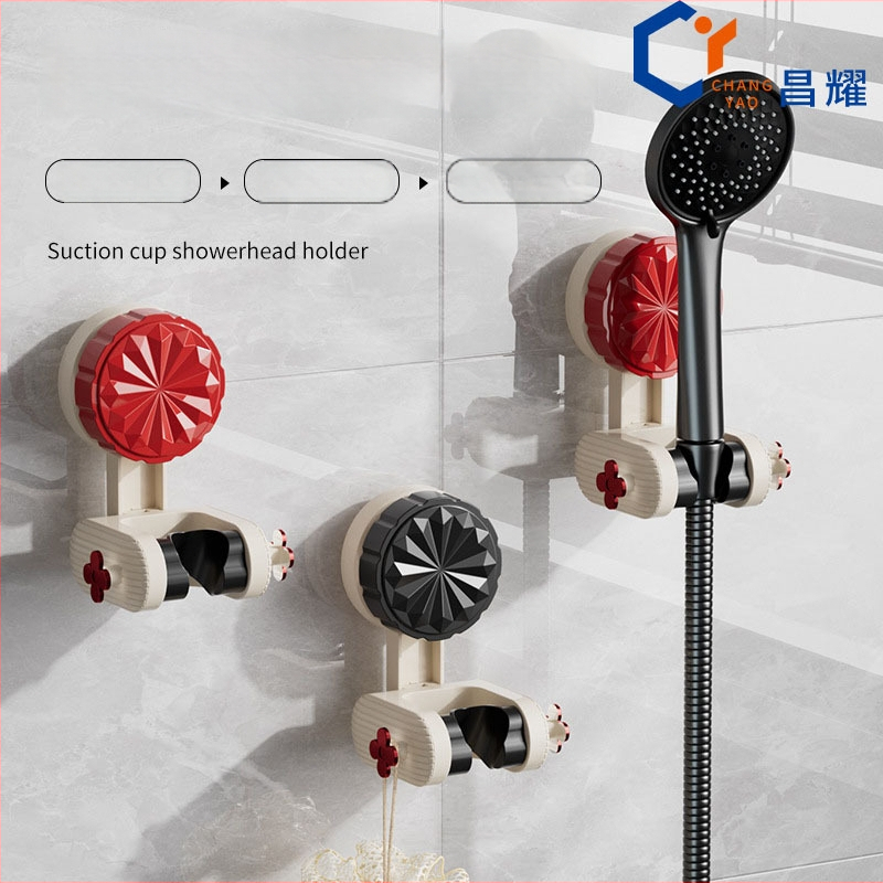 Reguliuojamas dušo galvutės laikiklis su vakuumo siurbliu, be gręžimo, judantis, sieninis, vonios lentyna