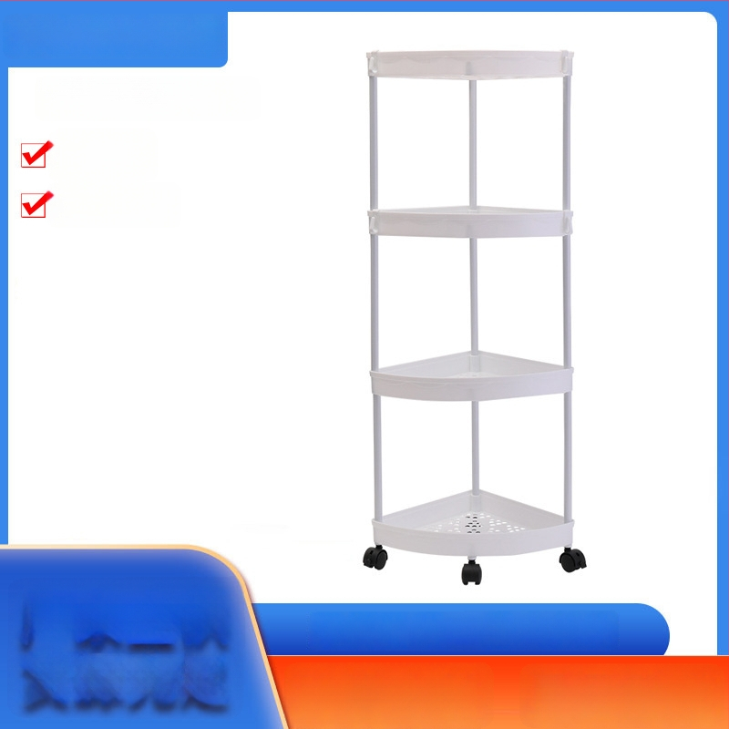 Pastatomas kampinis vonios kambario laikymo stelažas, 4 niveliai, PP medžiaga, judamas, be gręžimo