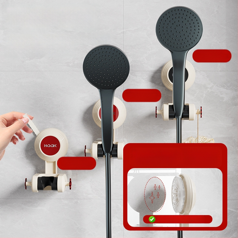 Dušo galvos laikiklis – judantis, be gręžimo (Montavimas: siurbimo prie sienos; Medžiaga: plastikas; Stilius: paprastas ir šiuolaikiškas; Kategorija: vonios lentyna)