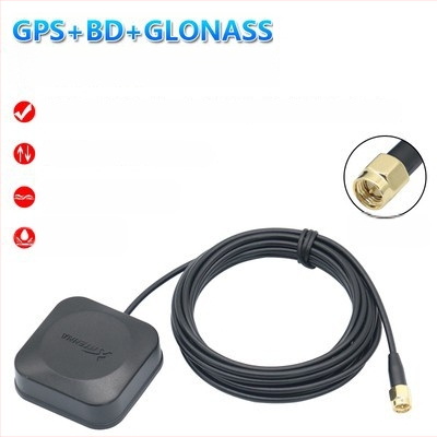 Automobilio navigacijos antena Beidou/GPS/GLONASS su trim režimais, išorinė, aktyvi, didelis signalo stiprumas — modelis XLS-BDGPS-3, Xinlisheng; stiprinimas 35 dB; dažnių juosta 1575.42/1561/1602 MHz; varža 50 Ω