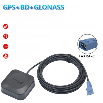 Automobilio navigacijos antena Beidou/GPS/GLONASS su trim režimais, išorinė, aktyvi, didelis signalo stiprumas — modelis XLS-BDGPS-3, Xinlisheng; stiprinimas 35 dB; dažnių juosta 1575.42/1561/1602 MHz; varža 50 Ω