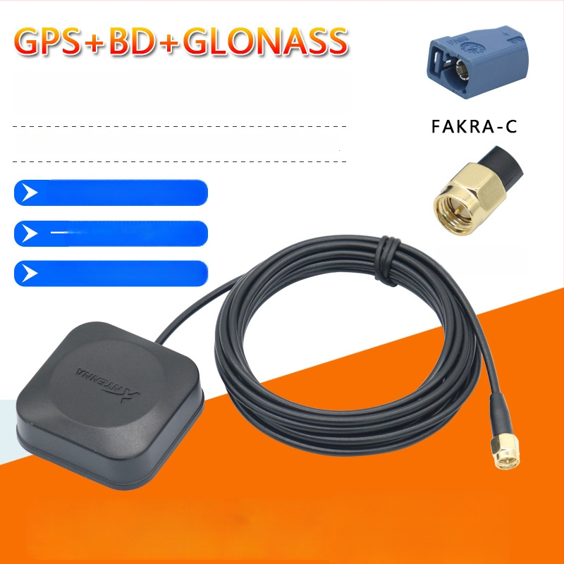 Automobilio navigacijos antena Beidou/GPS/GLONASS su trim režimais, išorinė, aktyvi, didelis signalo stiprumas — modelis XLS-BDGPS-3, Xinlisheng; stiprinimas 35 dB; dažnių juosta 1575.42/1561/1602 MHz; varža 50 Ω