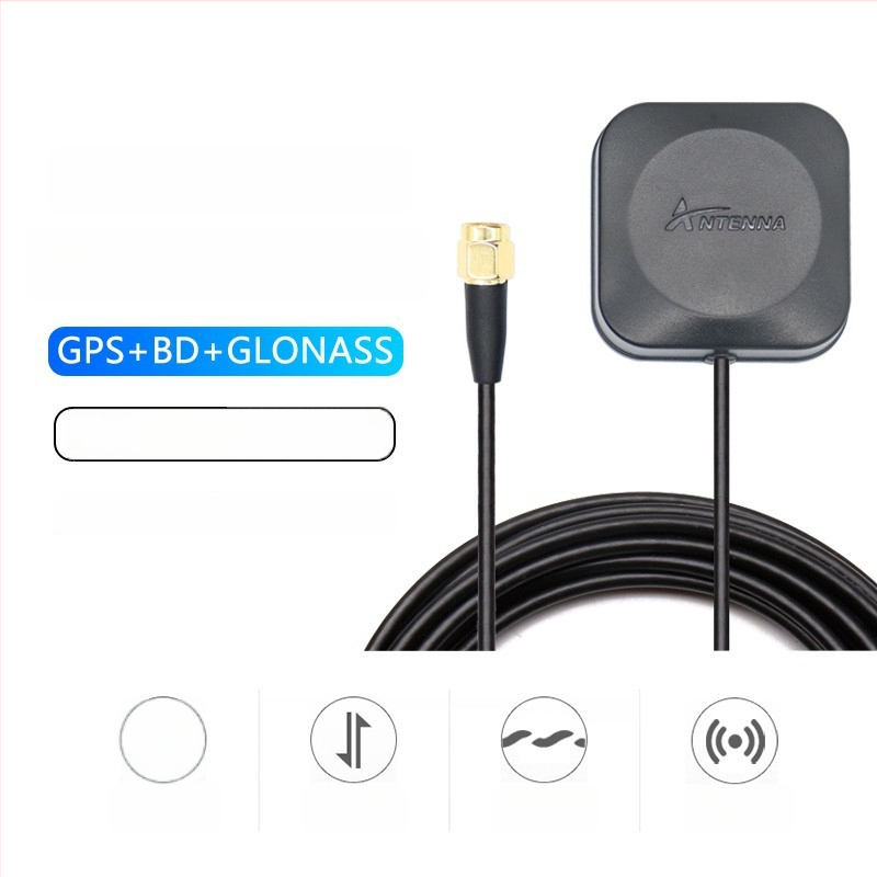 Automobilio navigacijos antena Beidou/GPS/GLONASS su trim režimais, išorinė, aktyvi, didelis signalo stiprumas — modelis XLS-BDGPS-3, Xinlisheng; stiprinimas 35 dB; dažnių juosta 1575.42/1561/1602 MHz; varža 50 Ω