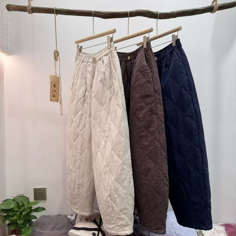 Moteriškos kanapių kelnės, Korejos stiliaus, siūtas matl, elastinė juosta, ilgis 9/10