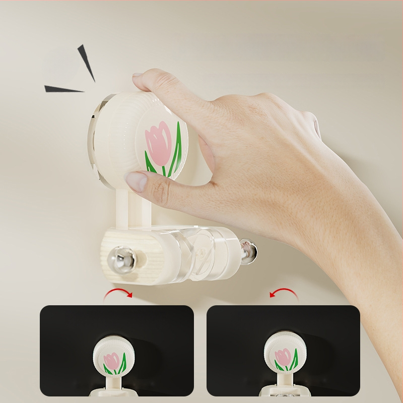 Sieninis ABS dušo laikiklis su tulpių formos siurbimo kilpa, reguliuojama apačia, be gręžimo