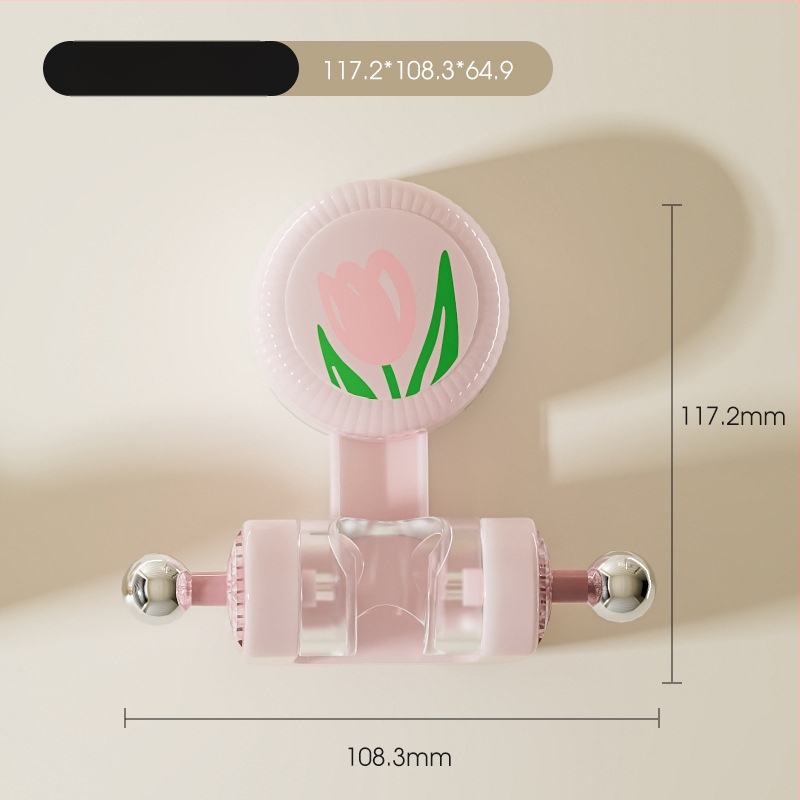 Sieninis ABS dušo laikiklis su tulpių formos siurbimo kilpa, reguliuojama apačia, be gręžimo