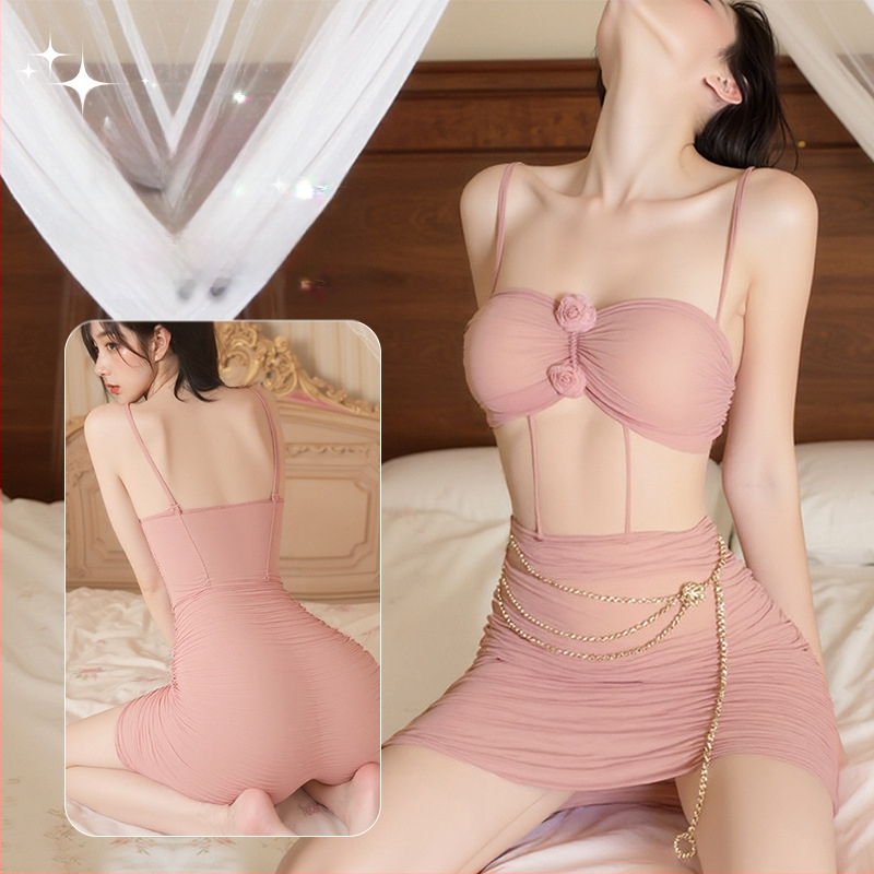 Seksi naktinė su tinkliniu audiniu ir dirželiais, permatomas poliesteris, plonas audinys, pagrindinis audinys 90–95% poliesterio, Prekės Nr. 5006, Išleidimas Žiemą 2025