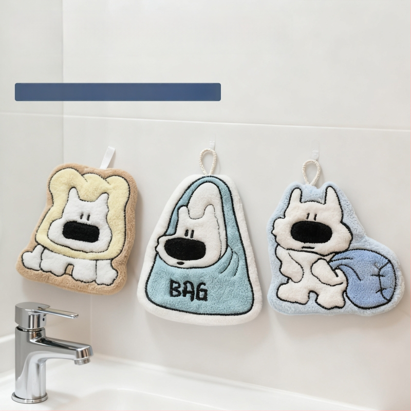 Rankšluostis rankoms su mielu šuniuko motyvu, koralinis flisas, sugeriantis ir sutirštintas, 150D, 30–50 g