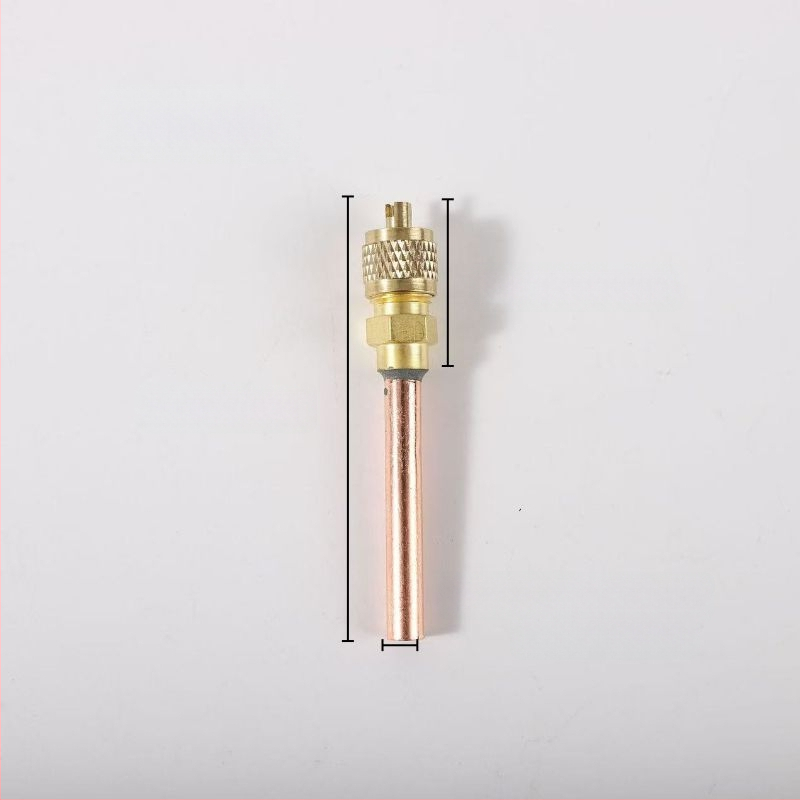 Lodēts fluorīdu vārsts ar adatu, paredzēts gaisa kondicionēšanai un dzesēšanai, tīrs vara korpuss, izturīgs pret augstu spiedienu un temperatūru, droša lodēšana bez noplūdēm, gāzes ievades/izvades savienojums