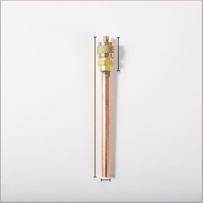 Lodēts fluorīdu vārsts ar adatu, paredzēts gaisa kondicionēšanai un dzesēšanai, tīrs vara korpuss, izturīgs pret augstu spiedienu un temperatūru, droša lodēšana bez noplūdēm, gāzes ievades/izvades savienojums