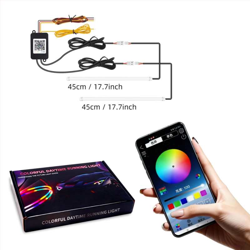 Automobiliniai LED dienos žibintai su šviesos vadovo juosta, silikonas+LED, 12V, 10W, 1000lm, tarnavimo laikas 50 000 h