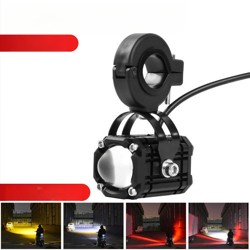 Motociklo velnio akies prožektorius su raudonu mirksinčiu spinduliu, nauja objektyvas, tolimo ir arti spinduliai, 8V