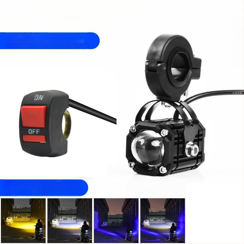 Motociklo velnio akies prožektorius su raudonu mirksinčiu spinduliu, nauja objektyvas, tolimo ir arti spinduliai, 8V