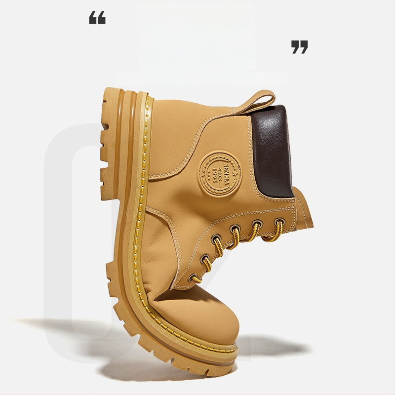 Vīriešu augstās Martin zābaki ziemai, fleece iekšējais oderējums, augšējā daļa no dažādiem materiāliem, gumijas zole, zems augšējais augums, šņores priekšā