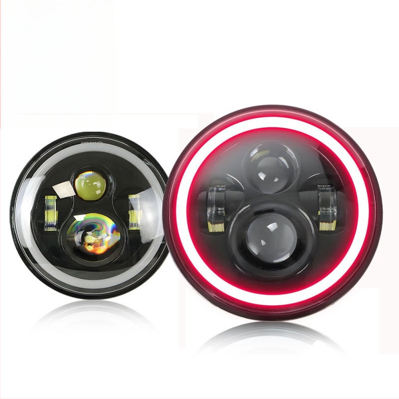 LED priekinis žibintas Wrangler su Angel Eye ir apertūros objektyvu, aliuminio korpusas, IP66, 12-48V, pritaikomas