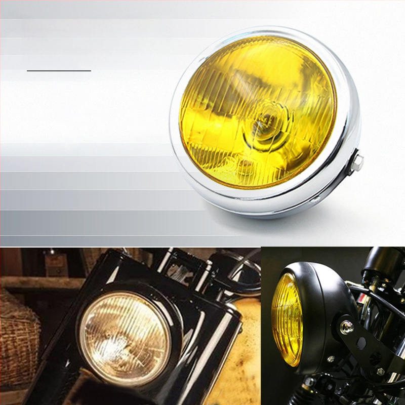 Motociklo apvalus priekinis žibintas, 6 colių, 35W 12V, geležinis korpusas, modelis JH8, nuimamas gaubtas