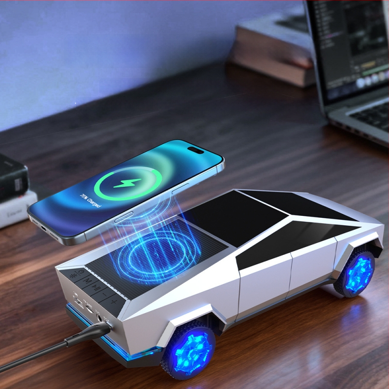 Bluetooth zvučnik u stilu automobila sa subwooferom, bežično punjenje, cyber ukras, mini prenosni zvučnik