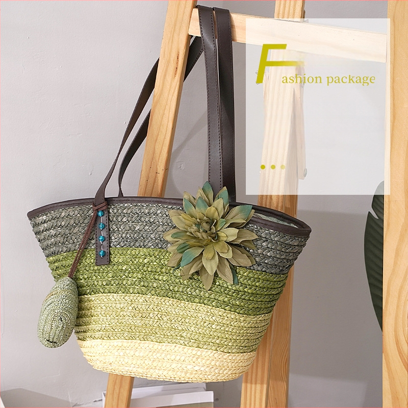 Salmu pīta soma, pilsētas vienkāršais stils, apaļas spaiņa formas soma, atvērta kabata, vasara 2021