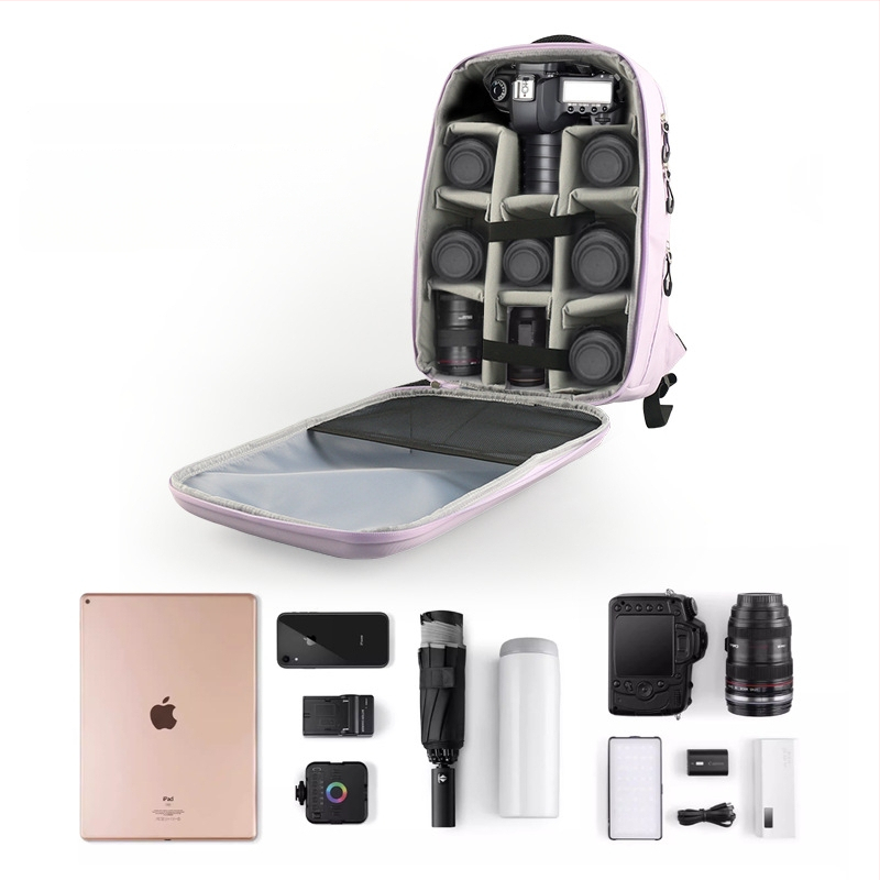 Poliesterinė kuprinė fotoaparatui, EVA vidinis pamušalas, kvėpuojanti ir atspari vandeniui, skirta DSLR ir be veidrodžio kameroms