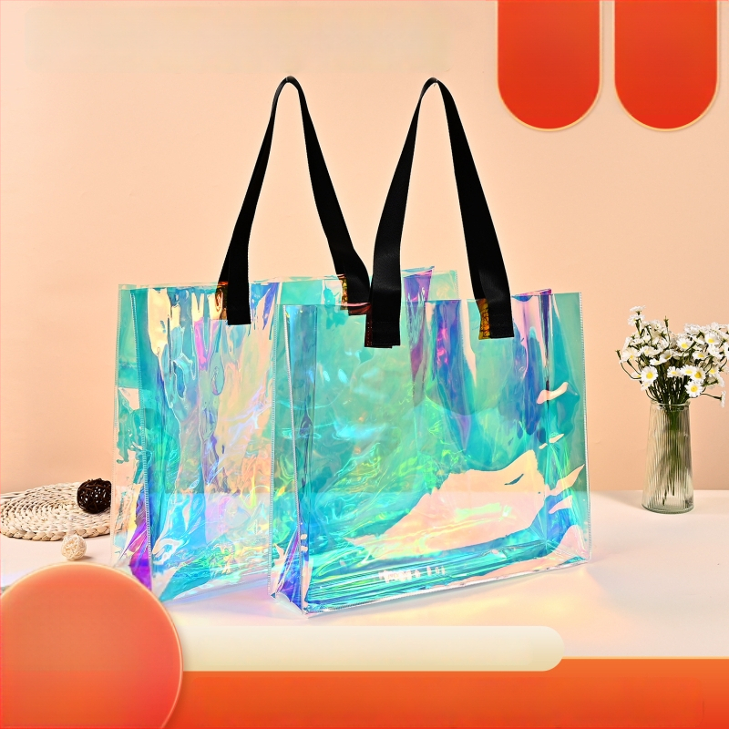 PVC lazerinė rankinė - pritaikoma vandeniui atspari pirkinių tašė, Yuyu prekės ženklas, universali rankinė