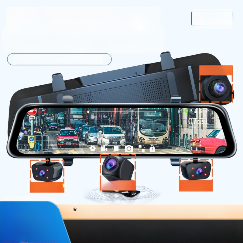 4 kanalų galinio vaizdo veidrodžio vaizdo registratorius, 170° platus kampas, 1080p, WIFI, kilpinis įrašymas su parkavimu ir judesio aptikimu